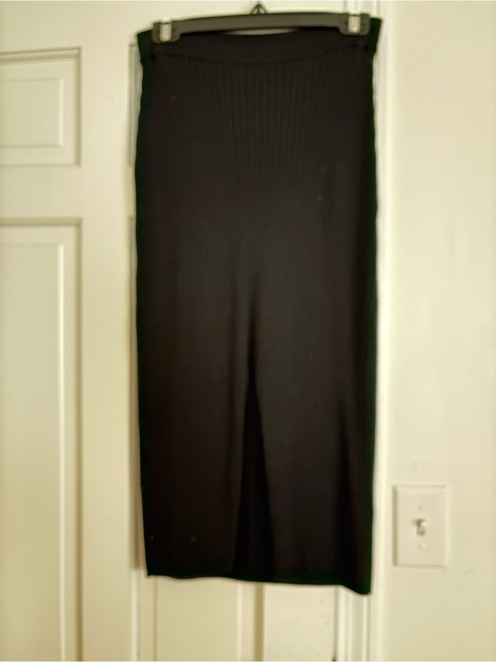Free People Black Ribbed Midi Skirt